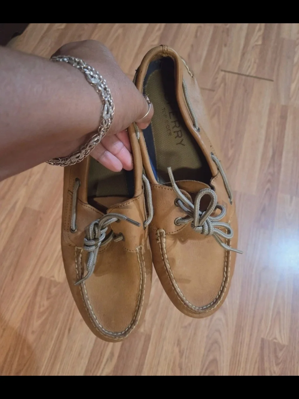 Sperry Top Sider Old School Tan Leather Moc Toe Boat Shoes